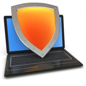 Information security. Shield covers laptop
